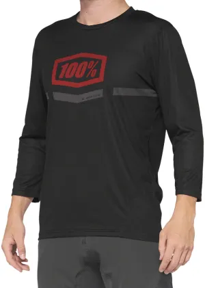 100% Airmatic 3/4 Sleeve Jersey - Black/Red, Large