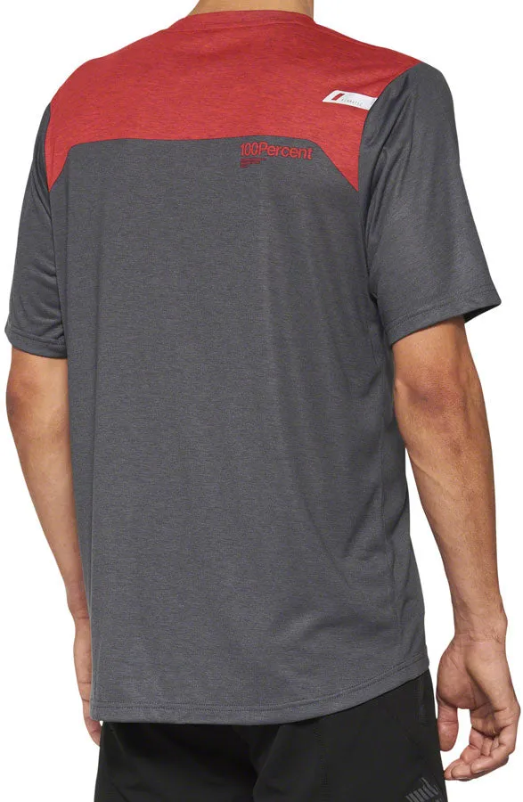 100% Airmatic Jersey - Charcoal/Red, Short Sleeve, Men's, X-Large