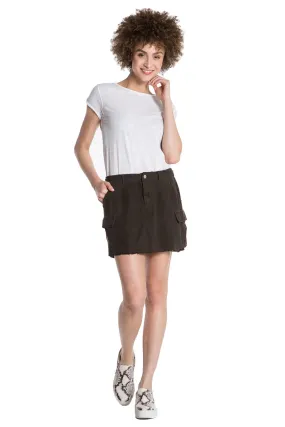 100% Silk mini skirt in Black Olive