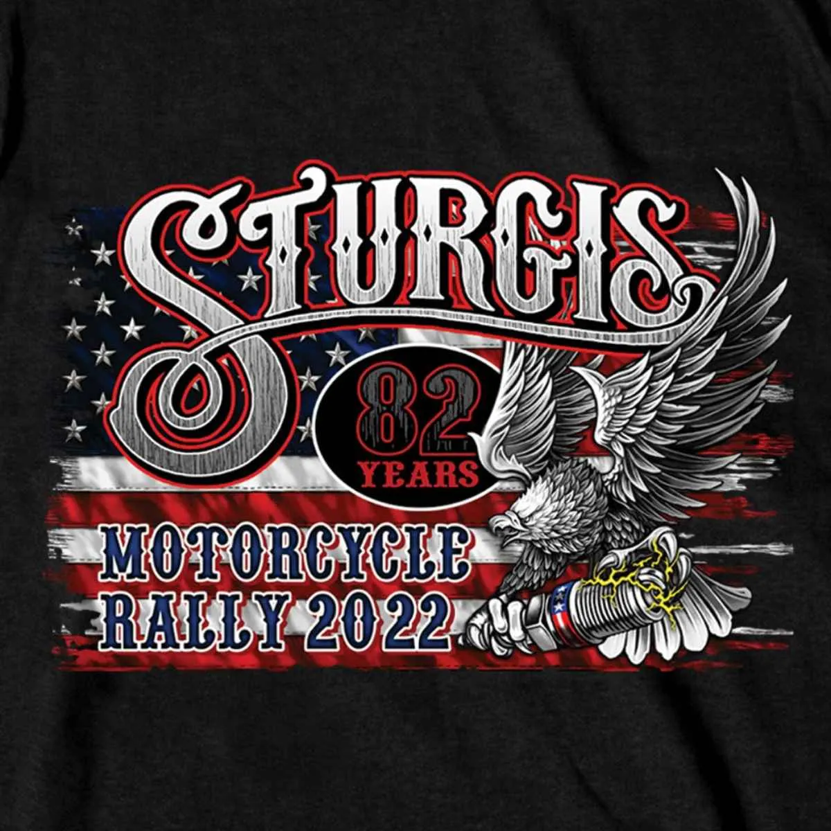 2022 Sturgis Motorcycle Rally SPB1017 Men’s Freedom Ride Black T Shirt