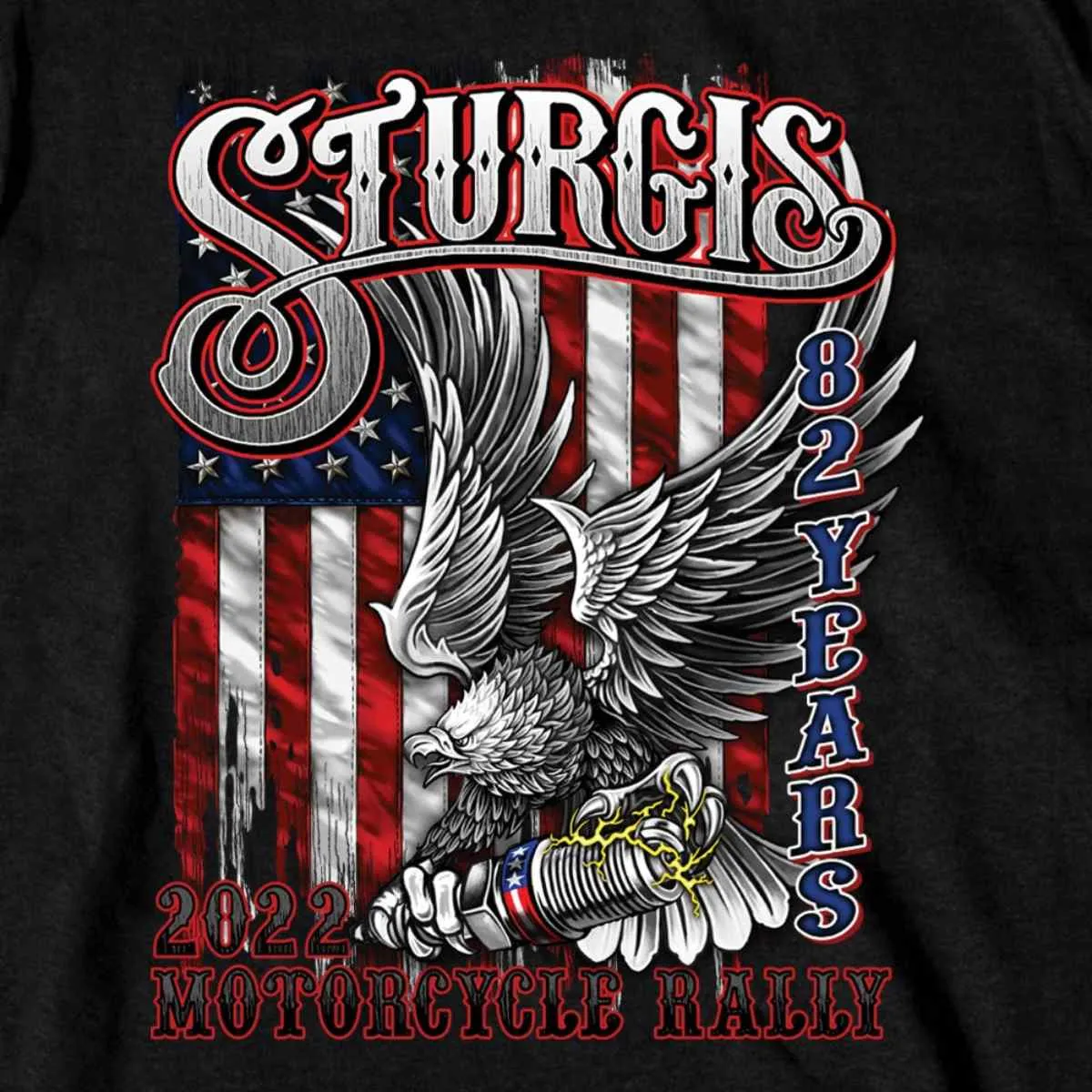 2022 Sturgis Motorcycle Rally SPB1017 Men’s Freedom Ride Black T Shirt