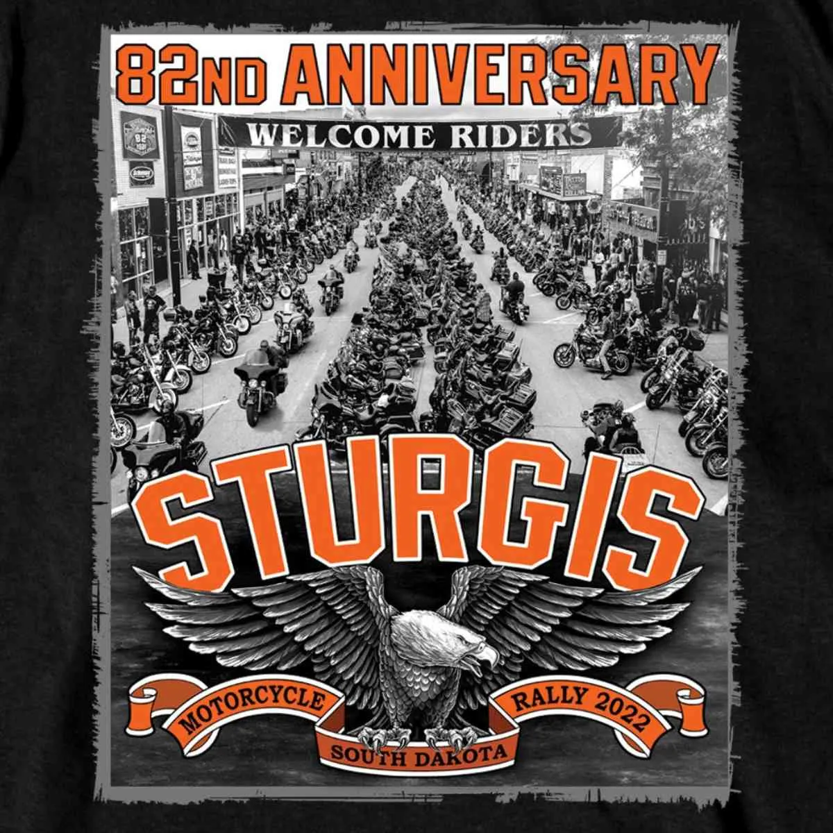 2022 Sturgis Motorcycle Rally SPB1021 Men’s Main Street Photo Black T-Shirt