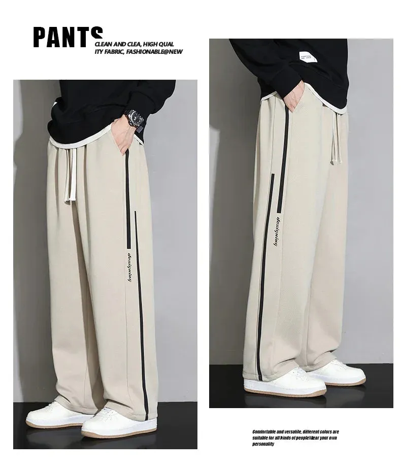 2024 New Sweatpants Men Baggy Joggers Wide Leg Pants Neutral Breathable Loose Outdoor Trousers Fashion Design Jogging Pants