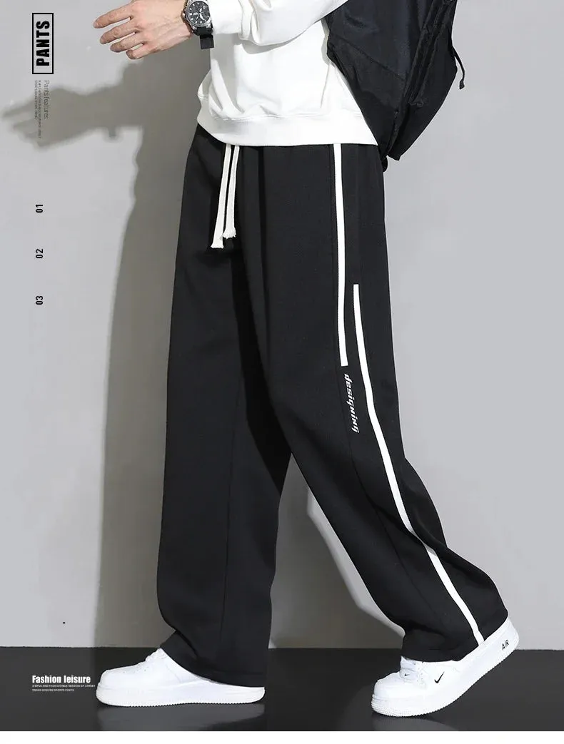 2024 New Sweatpants Men Baggy Joggers Wide Leg Pants Neutral Breathable Loose Outdoor Trousers Fashion Design Jogging Pants