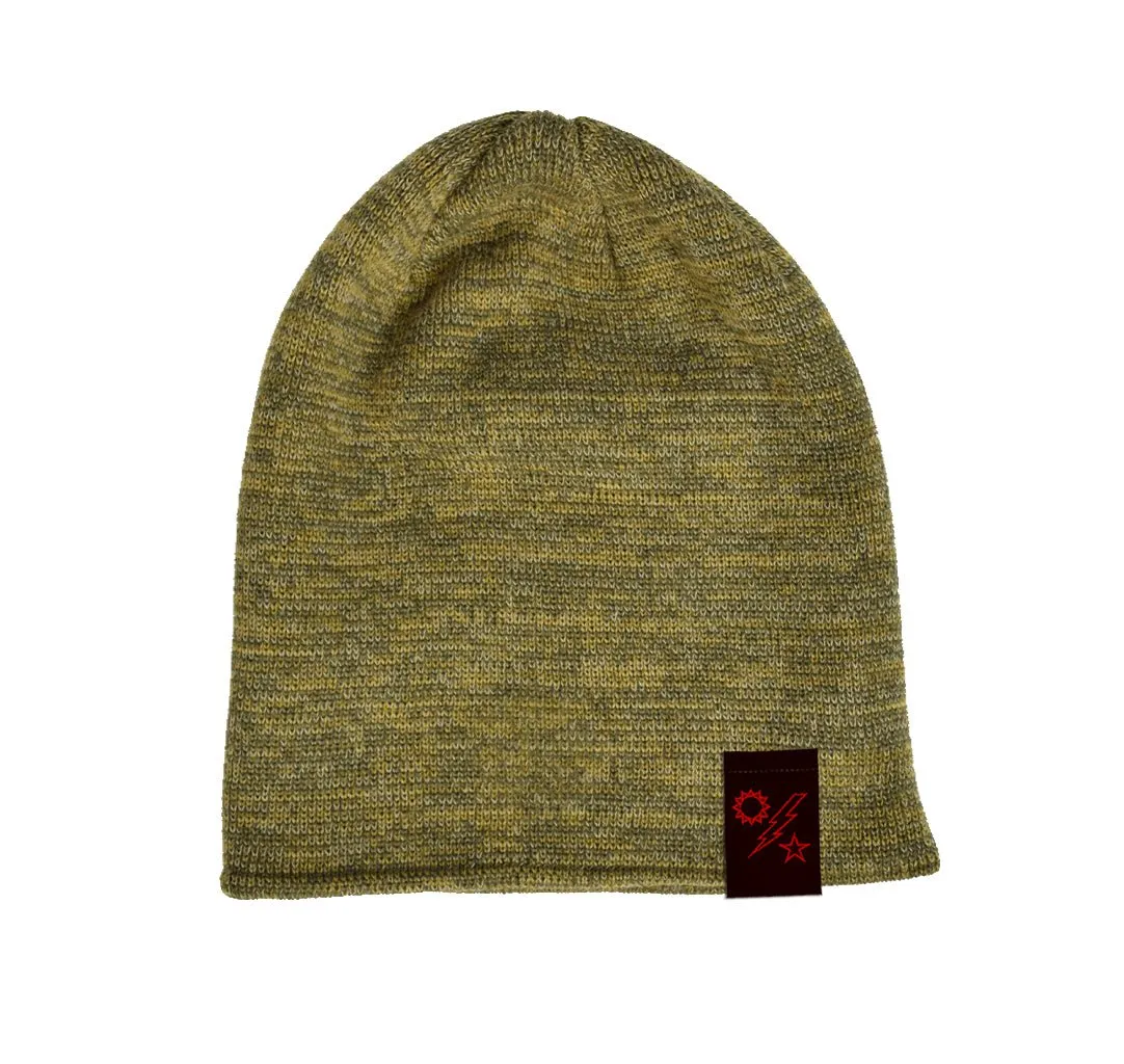 75th Star Sun Bolt Tag Slouch Beanie