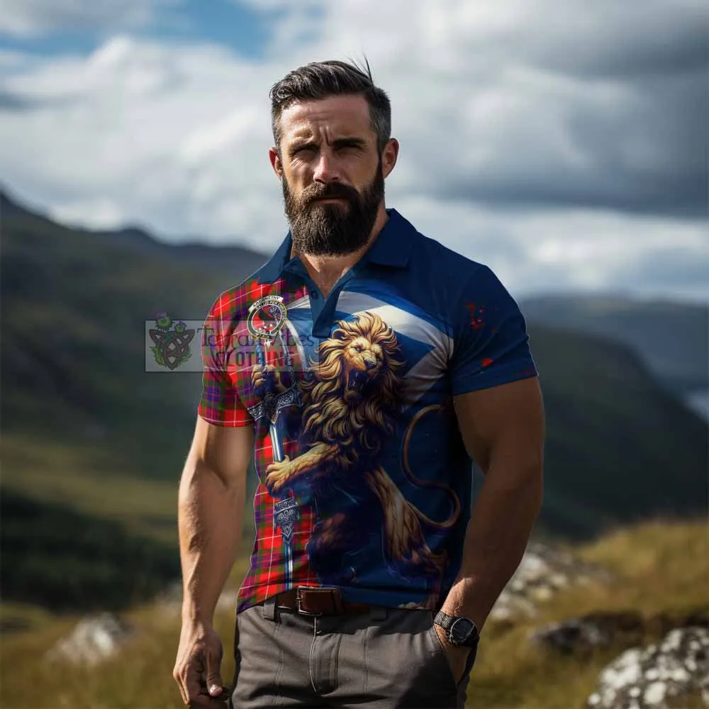 Abernethy Tartan Family Crest Men's Polo Shirt with Scottish Majestic Lion