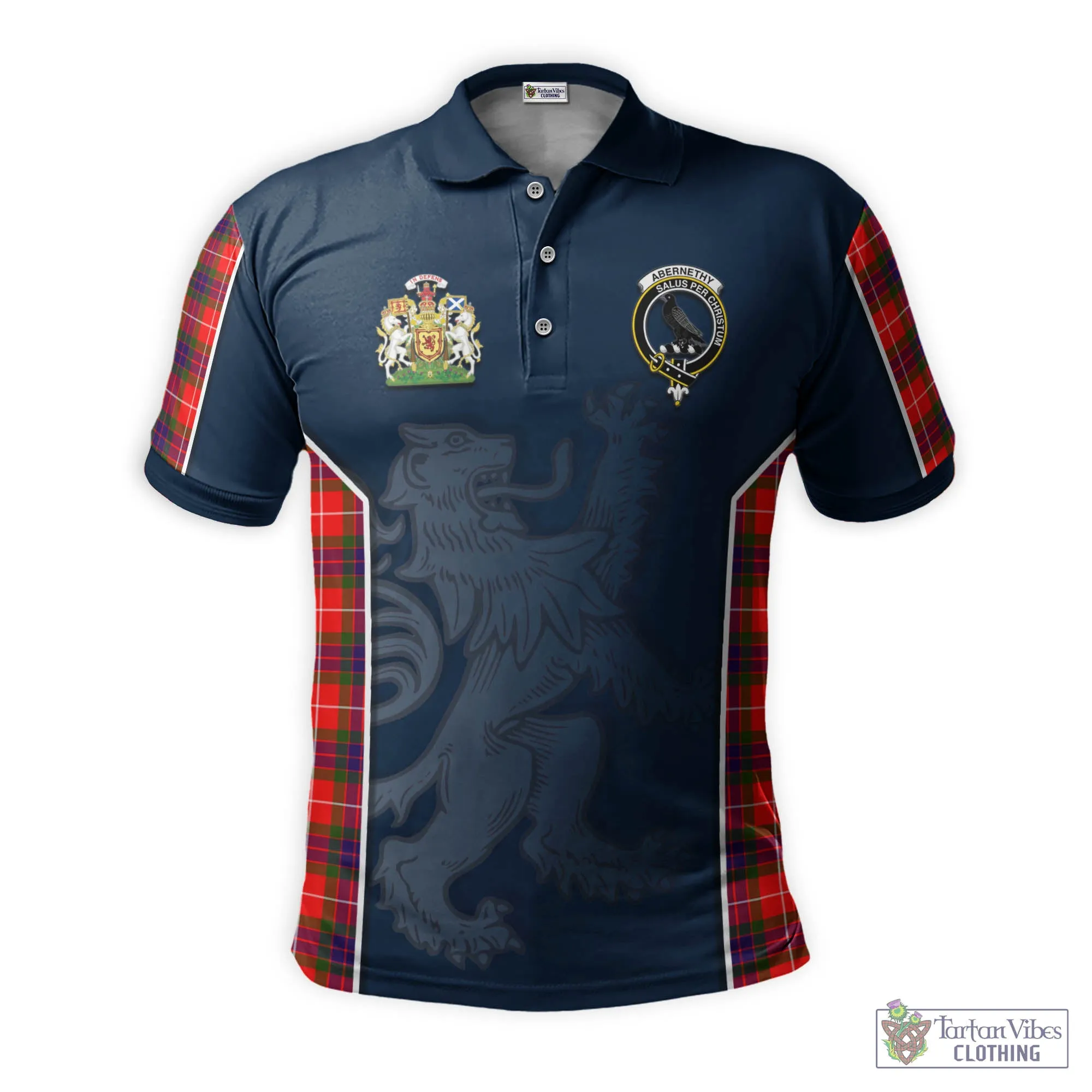 Abernethy Tartan Men's Polo Shirt with Family Crest and Lion Rampant Vibes Sport Style