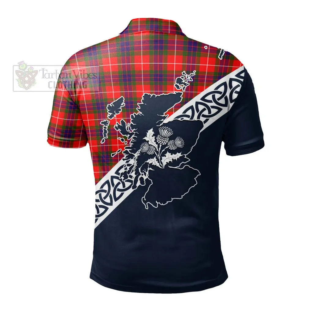 Abernethy Tartan Polo Shirt Featuring Thistle and Scotland Map