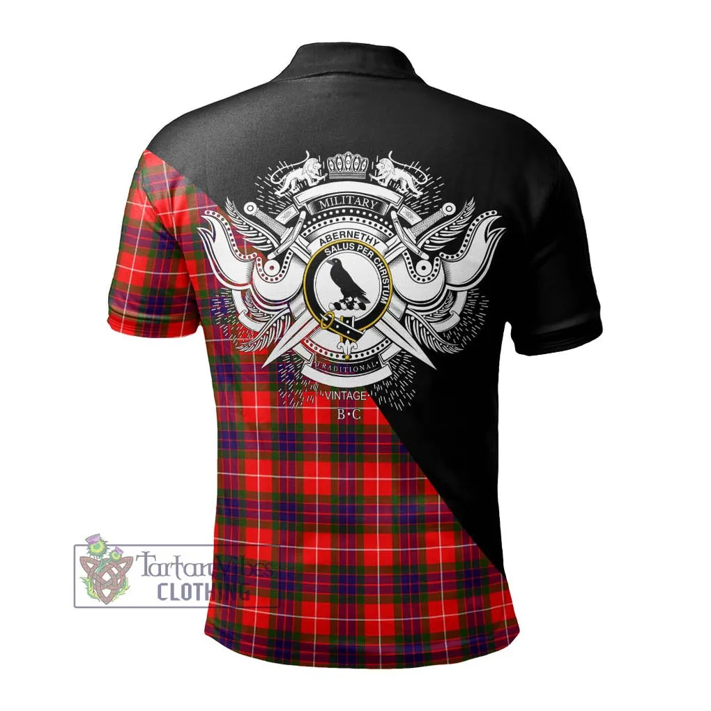 Abernethy Tartan Polo Shirt with Family Crest and Military Logo Style