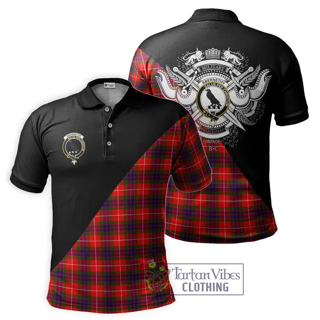 Abernethy Tartan Polo Shirt with Family Crest and Military Logo Style