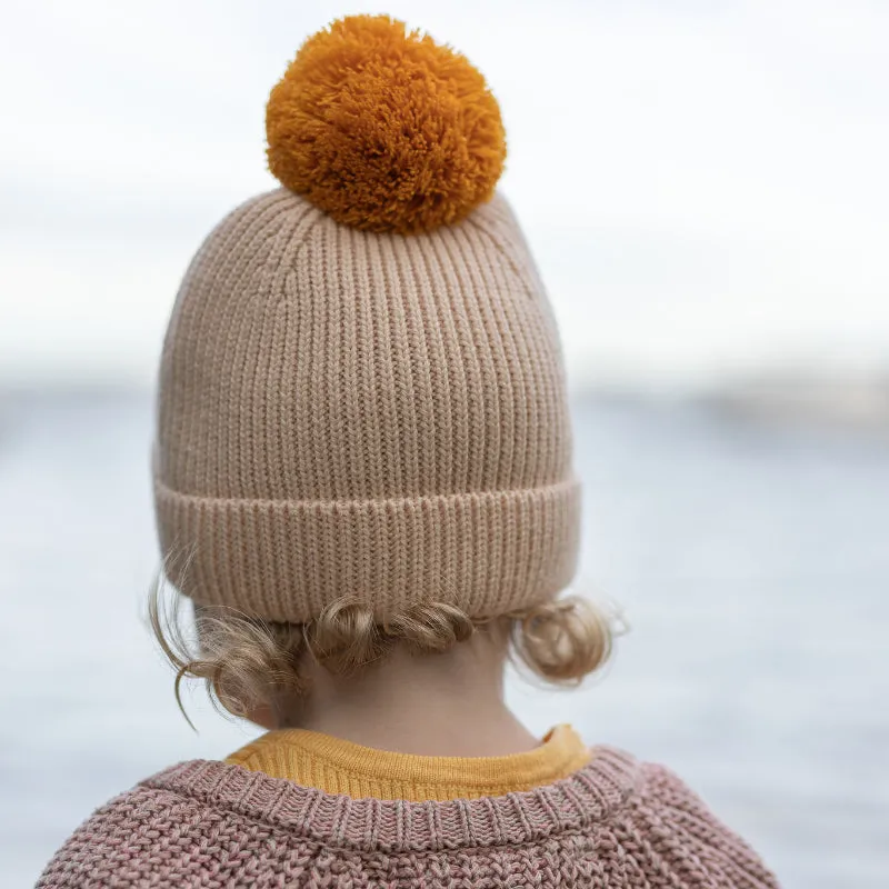 Acorn Oslo Merino Ribbed Beanie - Cream/Mustard