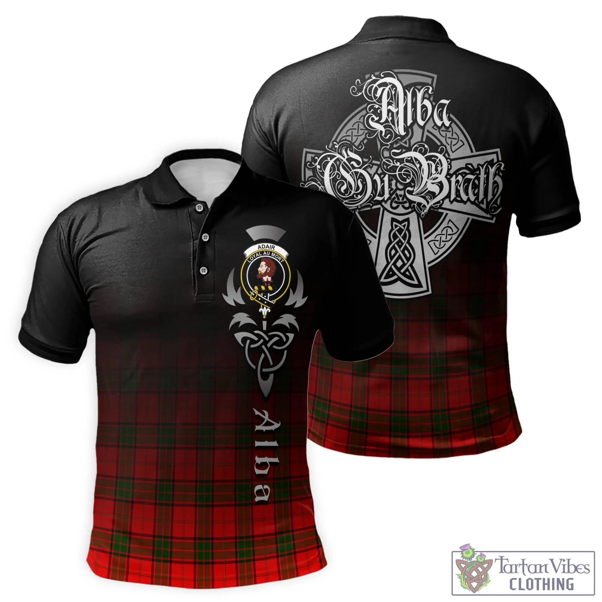 Adair Tartan Polo Shirt Featuring Alba Gu Brath Family Crest Celtic Inspired