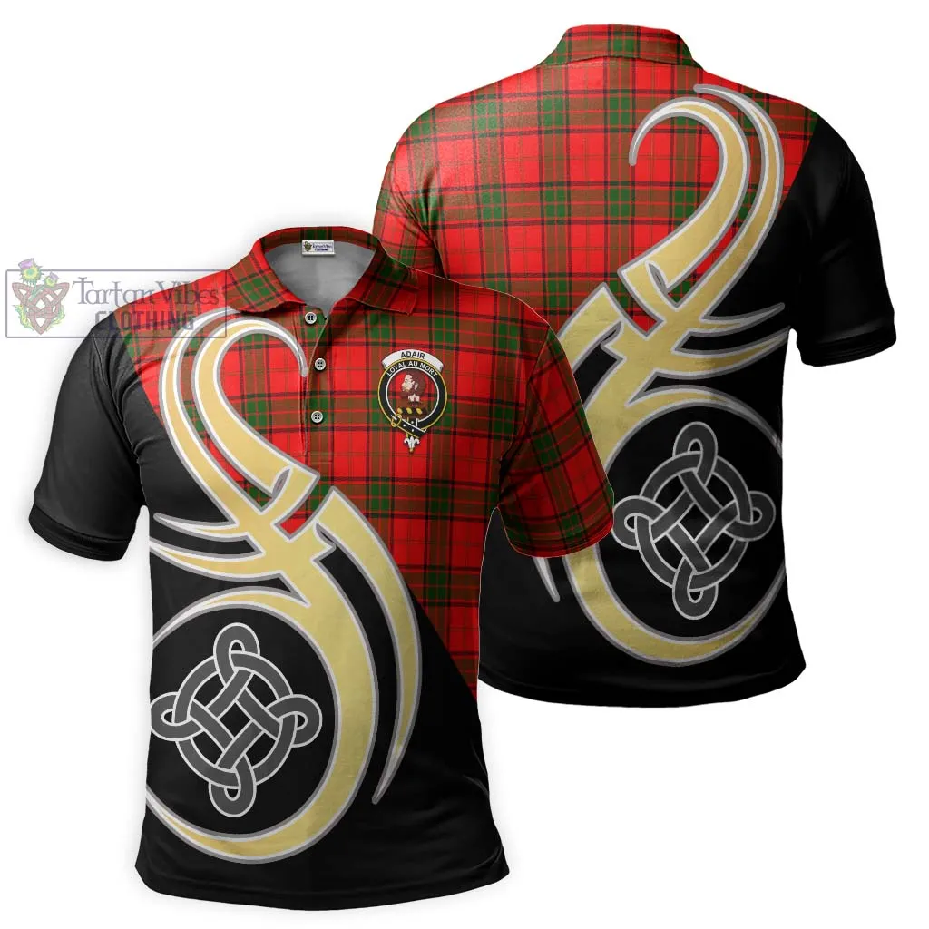 Adair Tartan Polo Shirt with Family Crest and Celtic Symbol Style