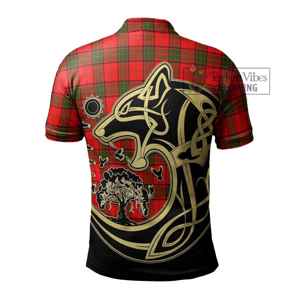 Adair Tartan Polo Shirt with Family Crest Celtic Wolf Style