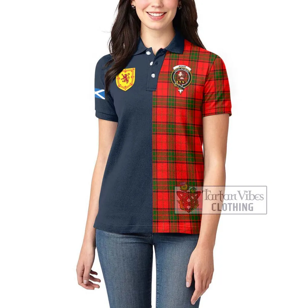 Adair Tartan Women's Polo Shirt Alba with Scottish Lion Royal Arm Half Style