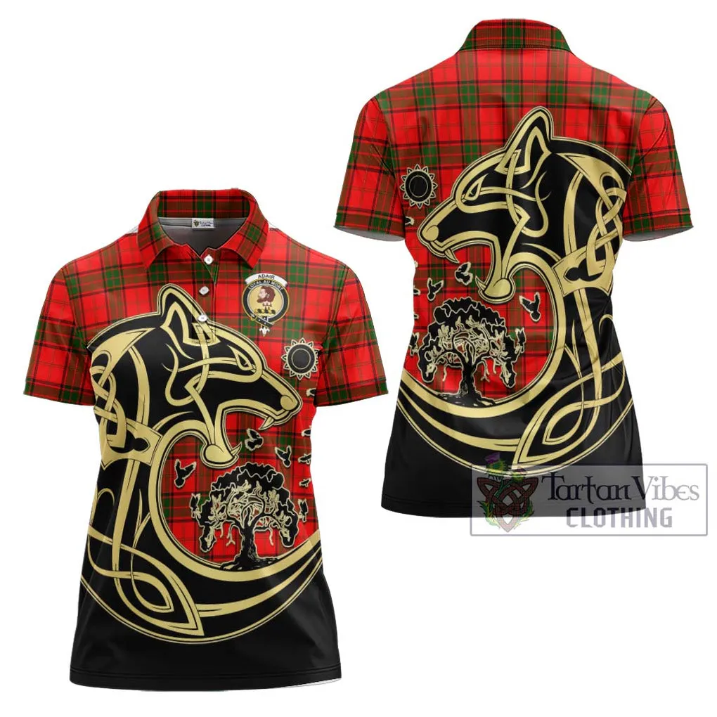 Adair Tartan Women's Polo Shirt with Family Crest Celtic Wolf Style