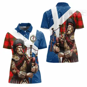 Adair Tartan Women's Polo Shirt with Family Crest Scottish Bagpiper Vibes