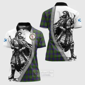 Adam Tartan Clan Crest Women's Polo Shirt with Highlander Warrior Celtic Style