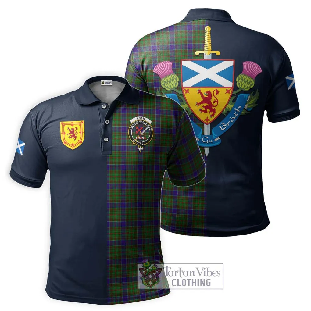 Adam Tartan Polo Shirt Alba with Scottish Lion Royal Arm Half Style