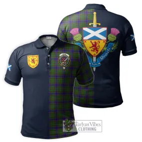 Adam Tartan Polo Shirt Alba with Scottish Lion Royal Arm Half Style