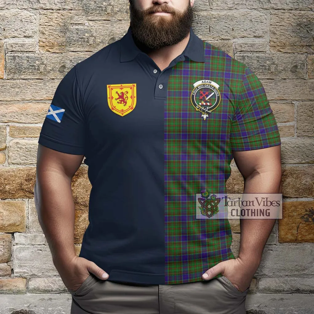 Adam Tartan Polo Shirt Alba with Scottish Lion Royal Arm Half Style