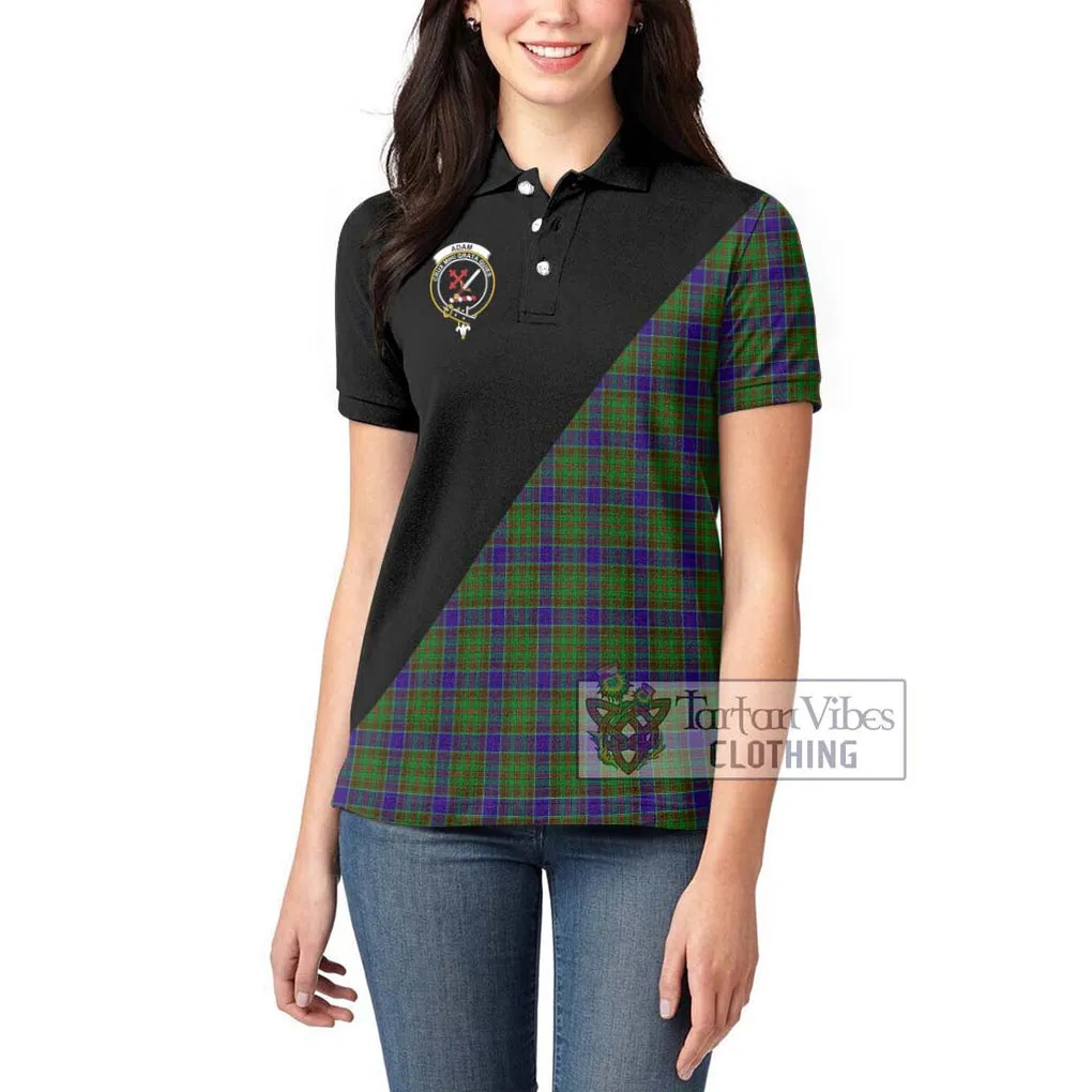 Adam Tartan Women's Polo Shirt with Family Crest and Military Logo Style