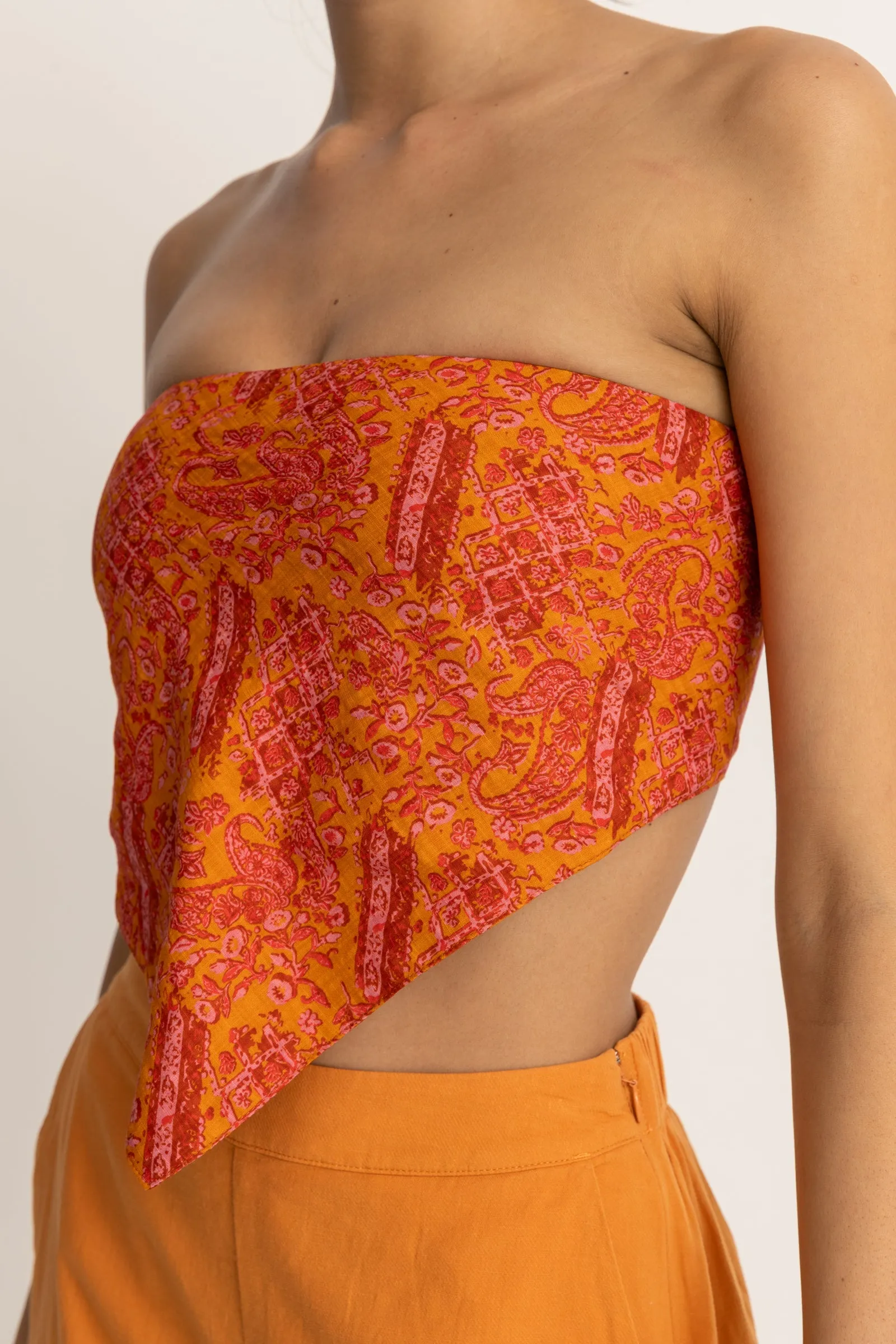 Adia Paisley Scarf Top Orange