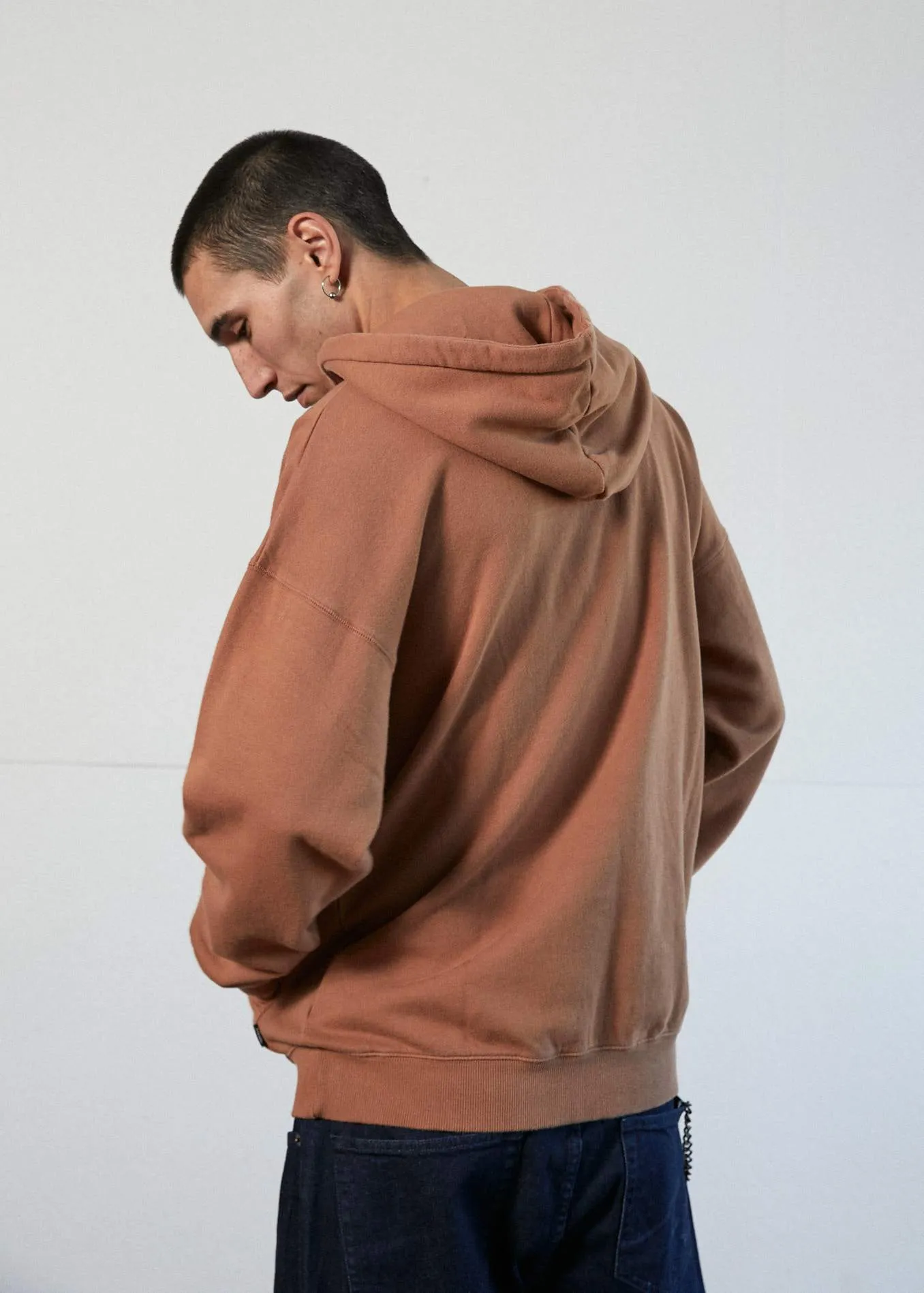 Afends Mens Nylon - Half Zip Pull On Hood - Clay