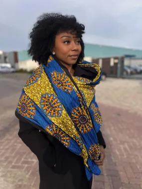 African print Winter scarf for Adults Unisex - Blue Mills