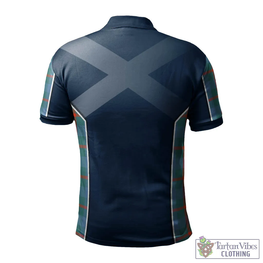 Agnew Ancient Tartan Men's Polo Shirt with Family Crest and Scottish Thistle Vibes Sport Style