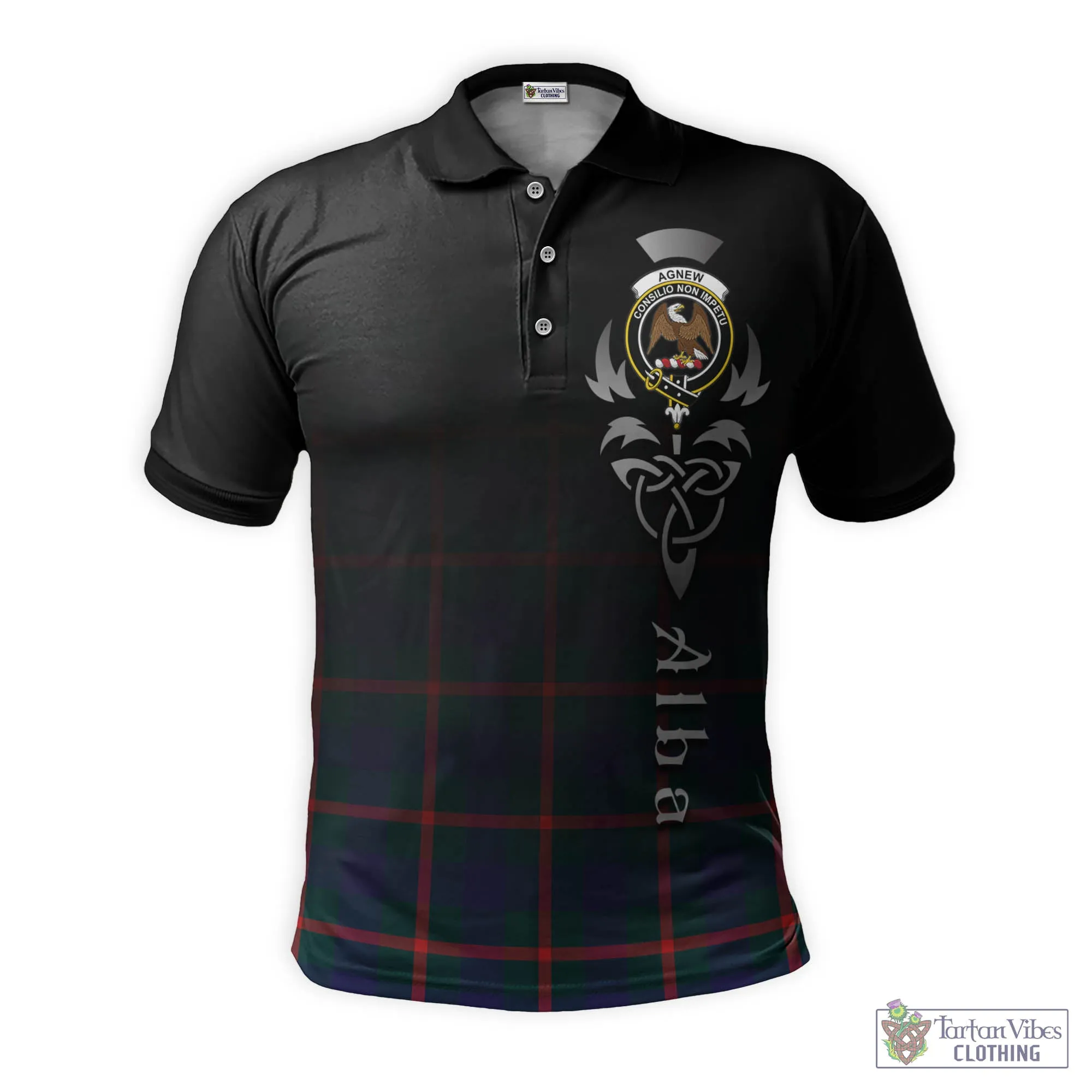 Agnew Tartan Polo Shirt Featuring Alba Gu Brath Family Crest Celtic Inspired