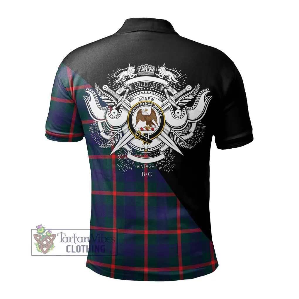 Agnew Tartan Polo Shirt with Family Crest and Military Logo Style