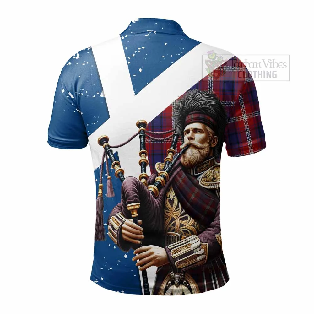 Ainslie Tartan Polo Shirt with Family Crest Scottish Bagpiper Vibes