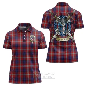 Ainslie Tartan Women's Polo Shirt with Family Crest Celtic Skull Style