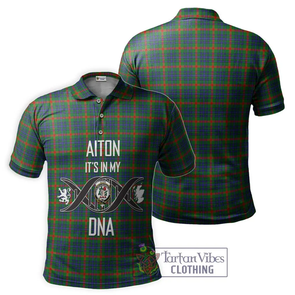 Aiton Tartan Polo Shirt with Family Crest DNA In Me Style