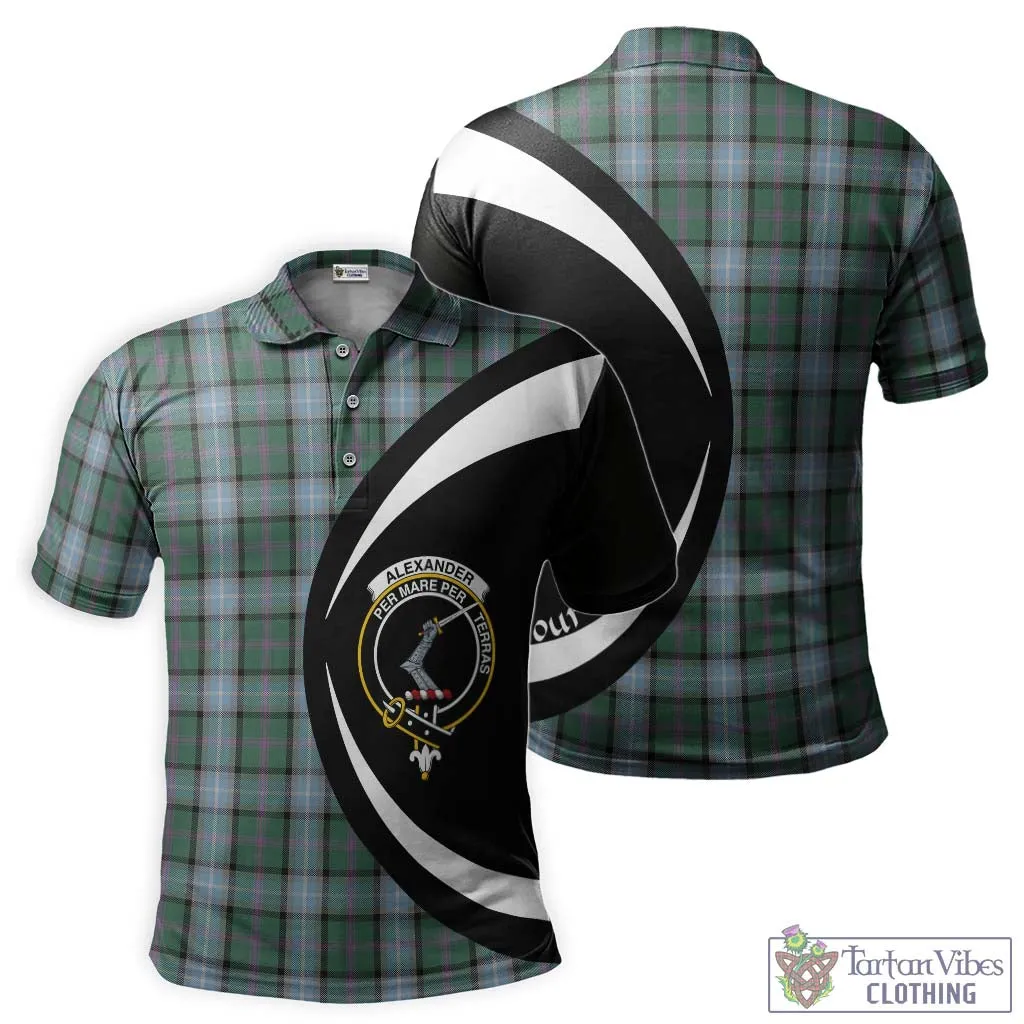 Alexander of Menstry Hunting Tartan Men's Polo Shirt with Family Crest Circle Style