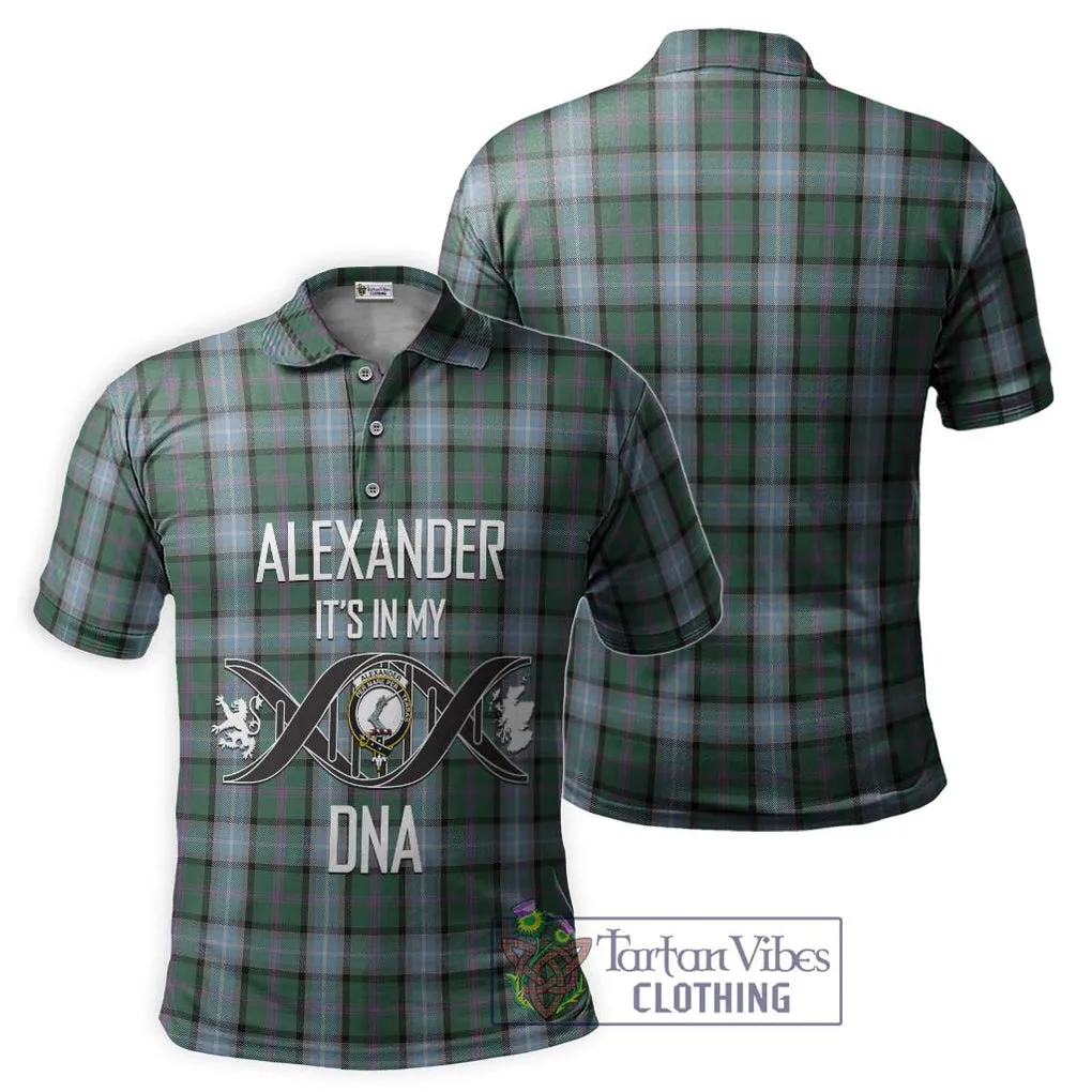 Alexander of Menstry Hunting Tartan Polo Shirt with Family Crest DNA In Me Style