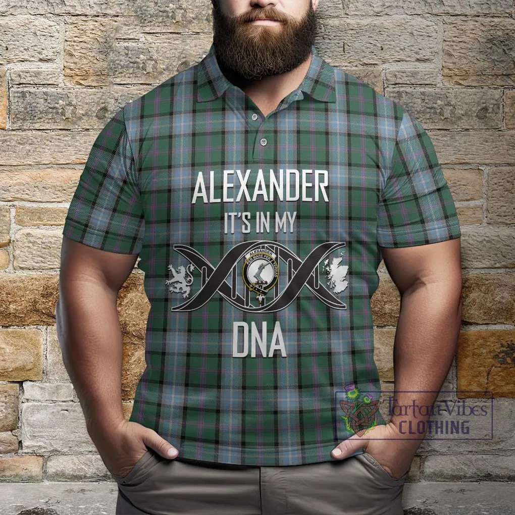 Alexander of Menstry Hunting Tartan Polo Shirt with Family Crest DNA In Me Style