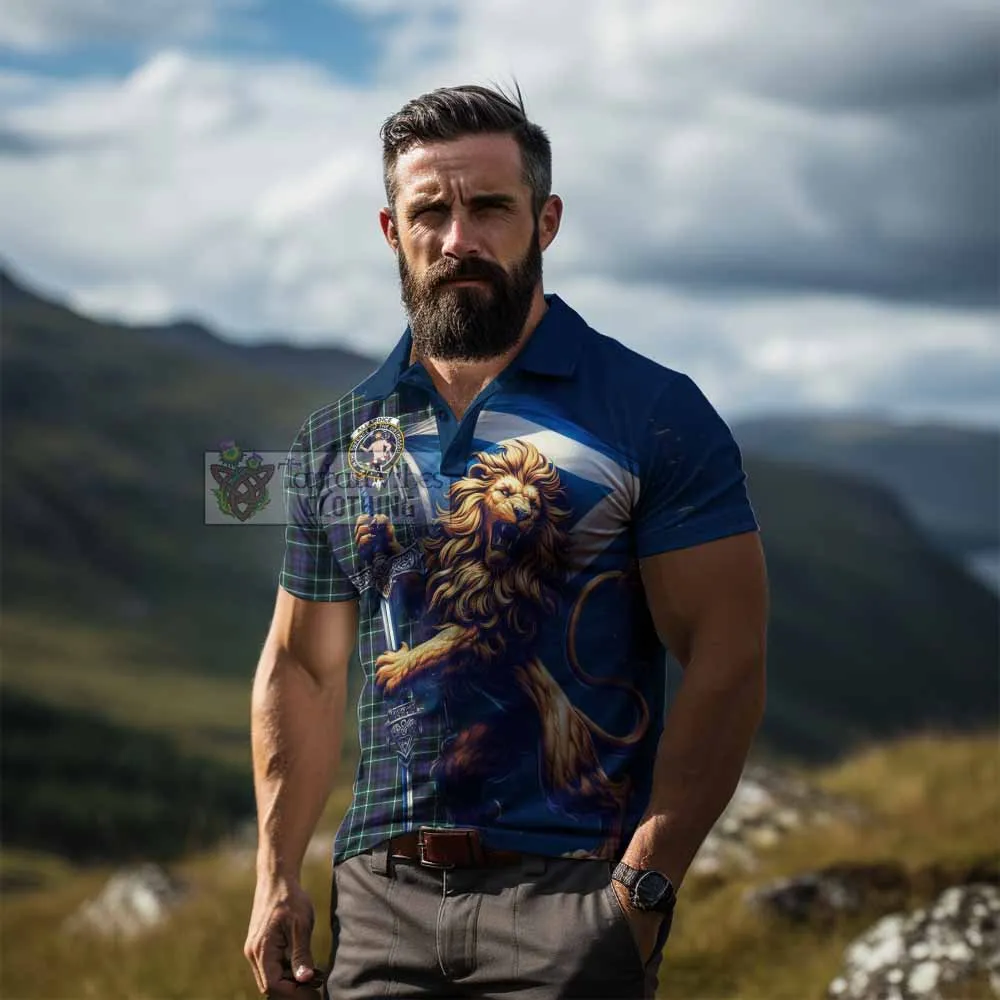 Allardice Tartan Family Crest Men's Polo Shirt with Scottish Majestic Lion