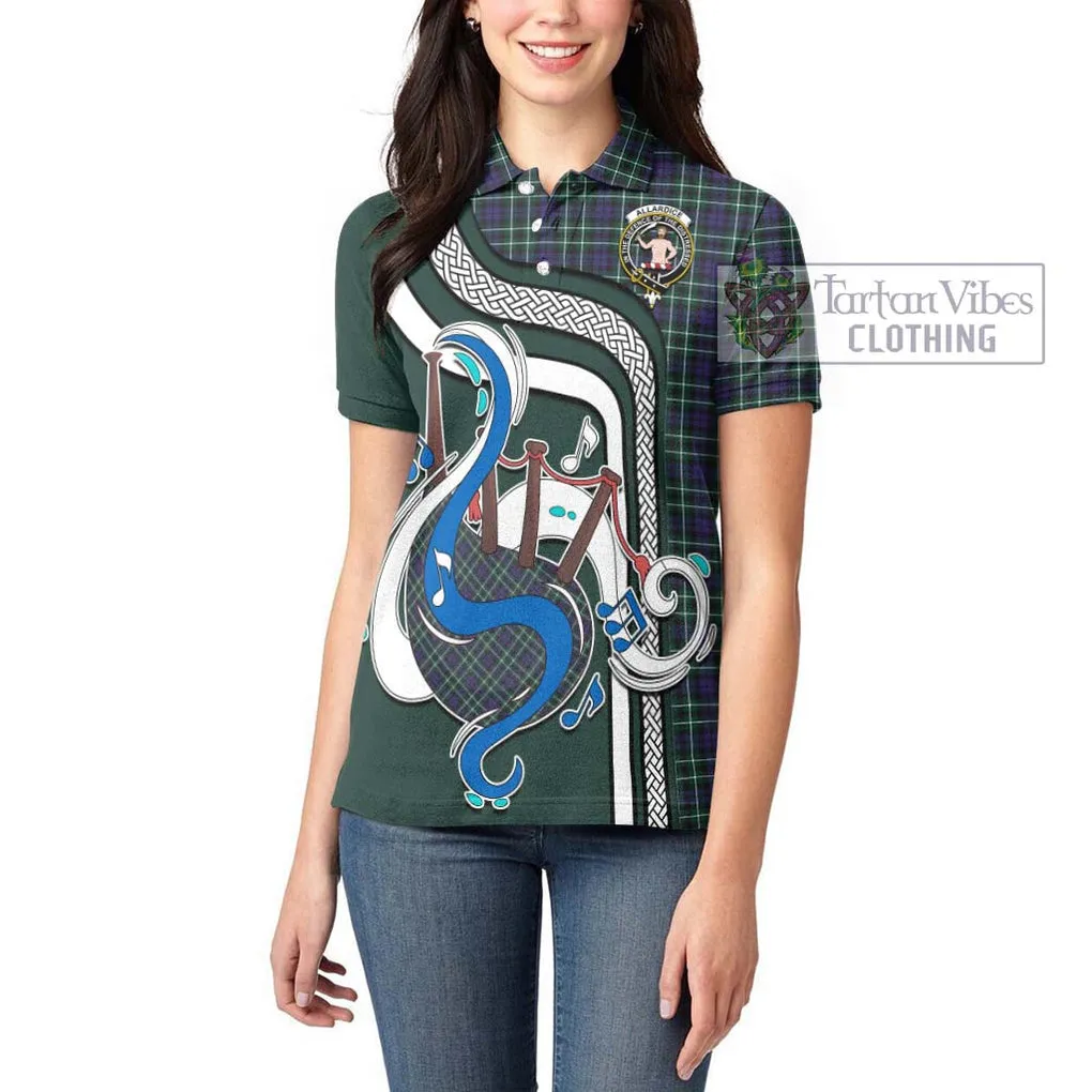 Allardice Tartan Women's Polo Shirt with Epic Bagpipe Style