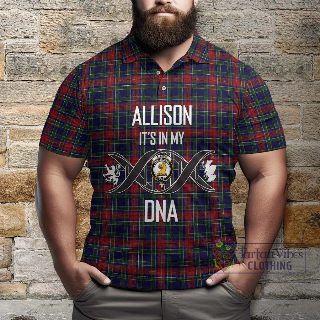 Allison Red Tartan Polo Shirt with Family Crest DNA In Me Style