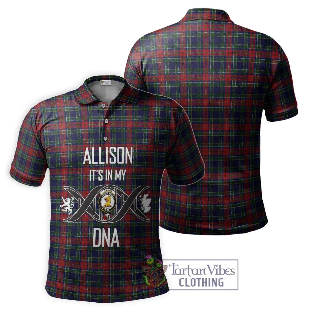 Allison Red Tartan Polo Shirt with Family Crest DNA In Me Style