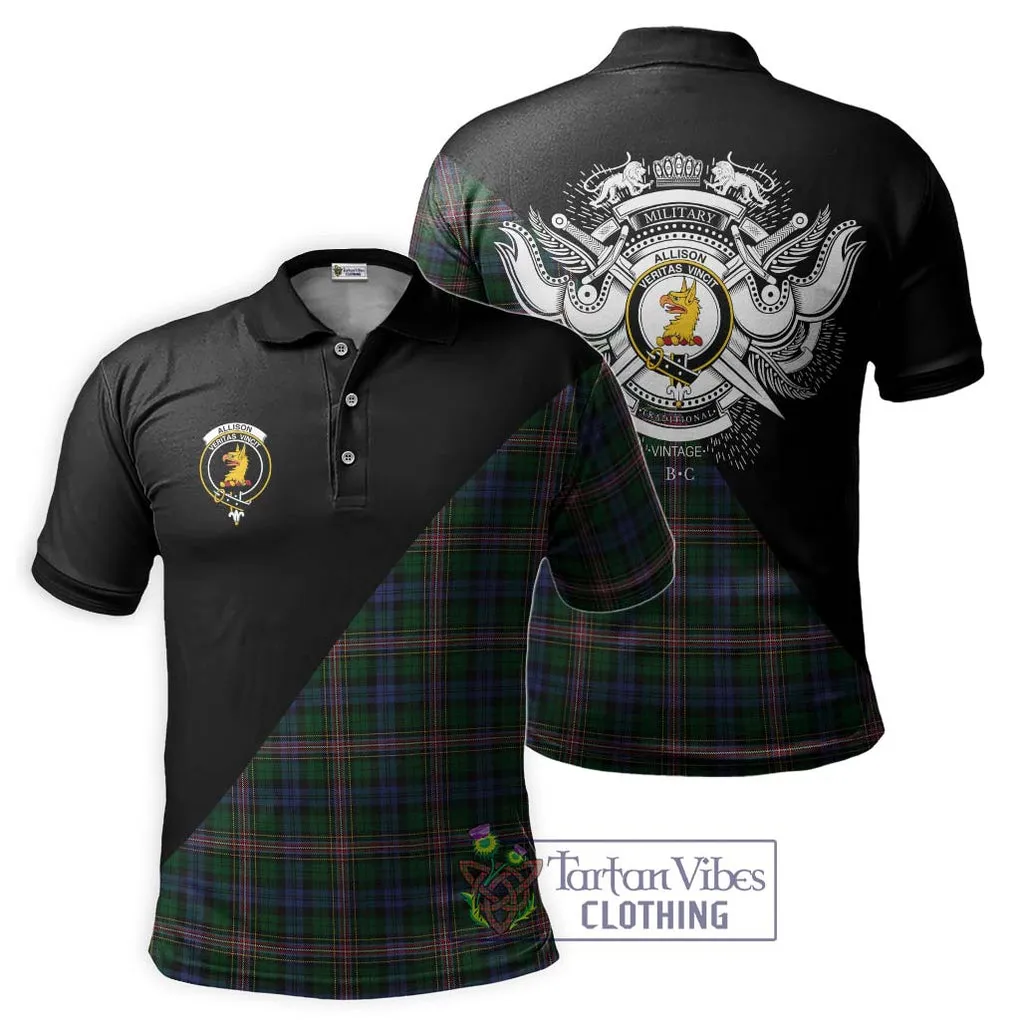 Allison Tartan Polo Shirt with Family Crest and Military Logo Style