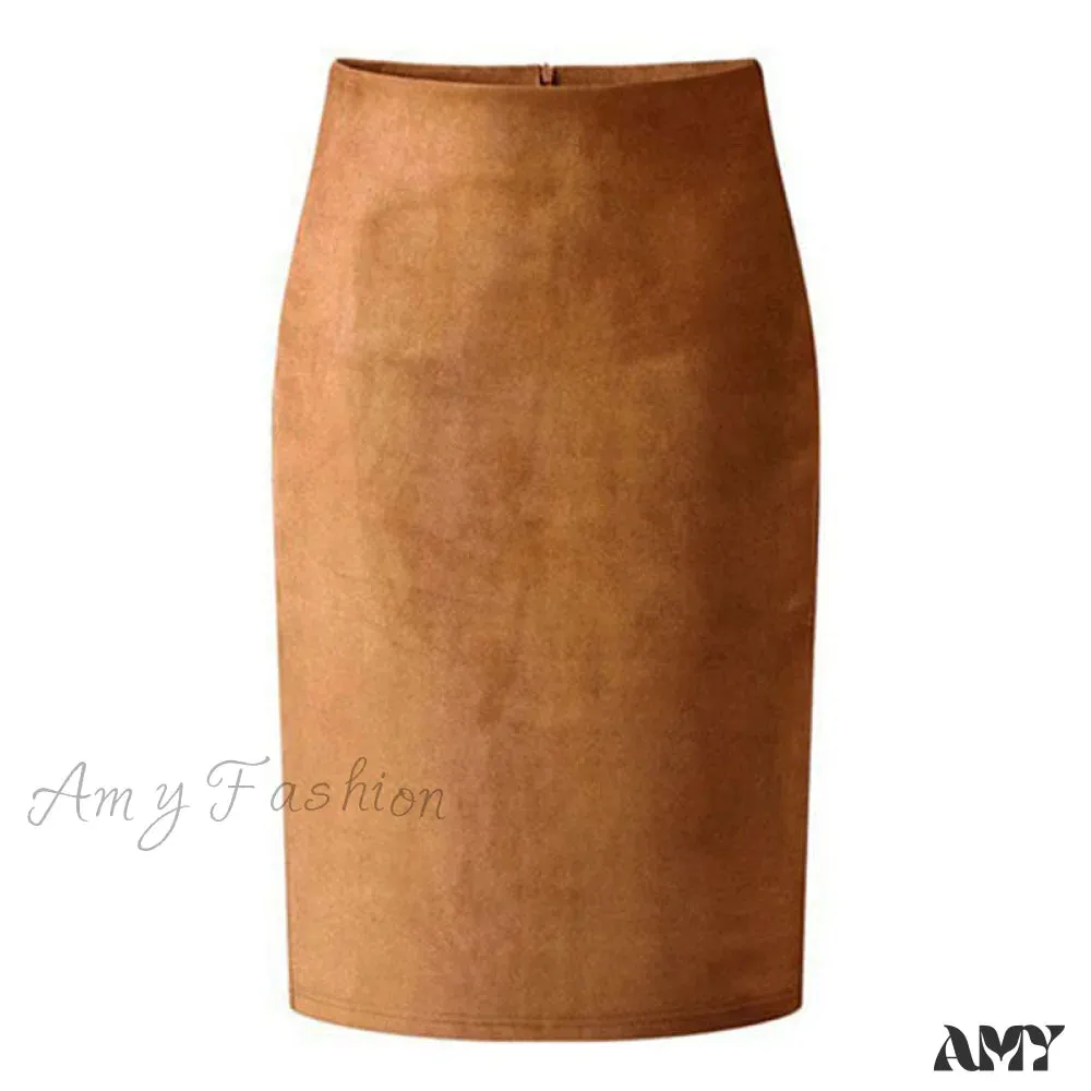 Amy Fashion - Solid Color Pencil Skirt