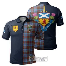 Anderson Modern Tartan Polo Shirt Alba with Scottish Lion Royal Arm Half Style