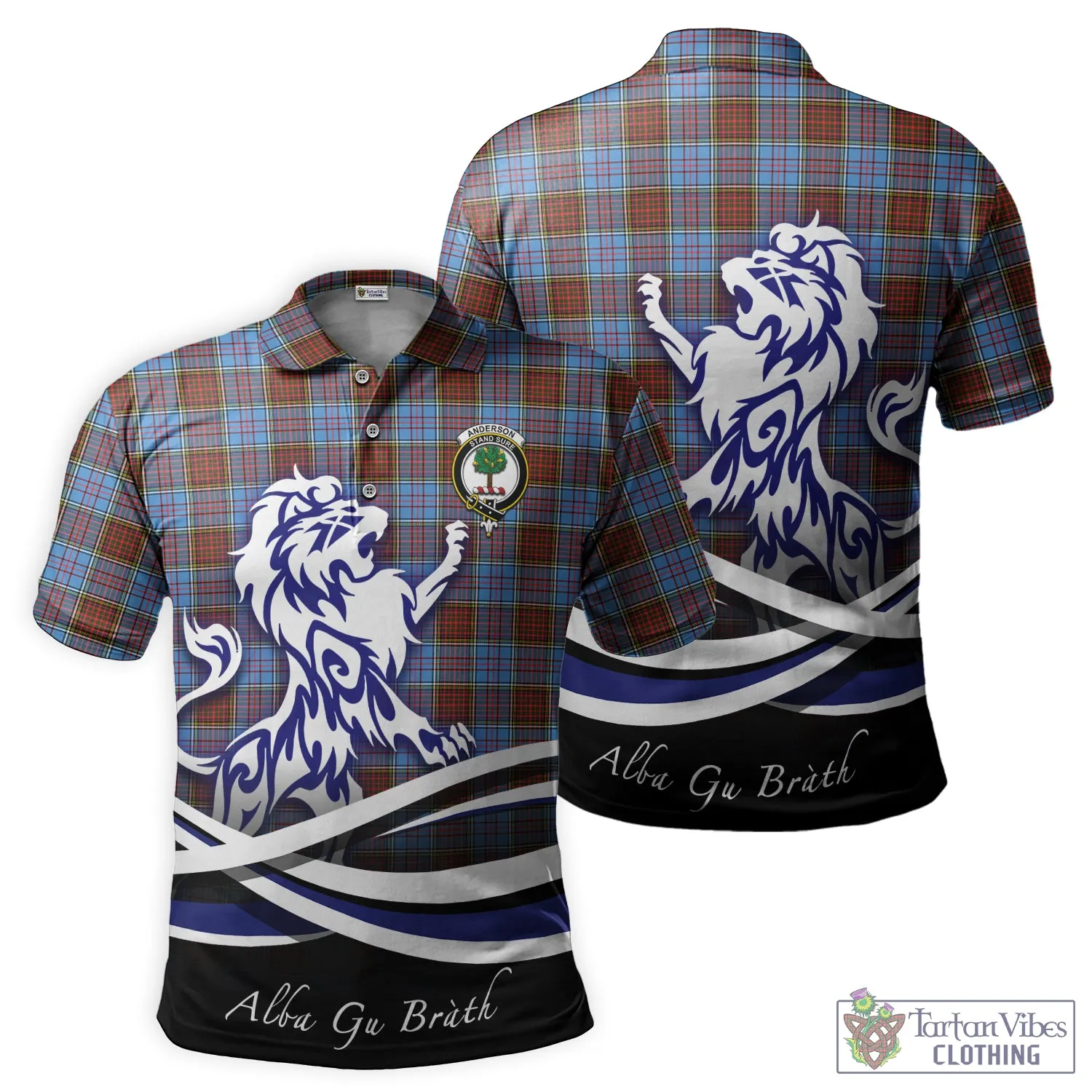 Anderson Modern Tartan Polo Shirt with Alba Gu Brath Regal Lion Emblem