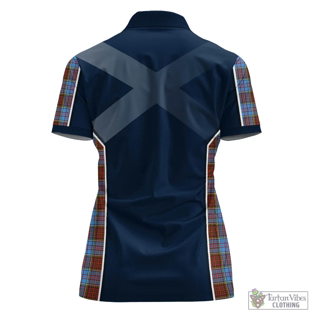 Anderson Modern Tartan Women's Polo Shirt with Family Crest and Scottish Thistle Vibes Sport Style