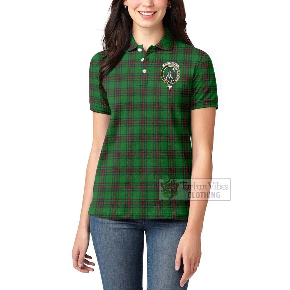 Anstruther Tartan Women's Polo Shirt with Family Crest Celtic Skull Style