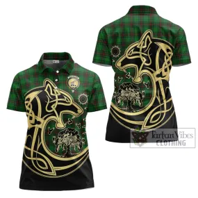 Anstruther Tartan Women's Polo Shirt with Family Crest Celtic Wolf Style