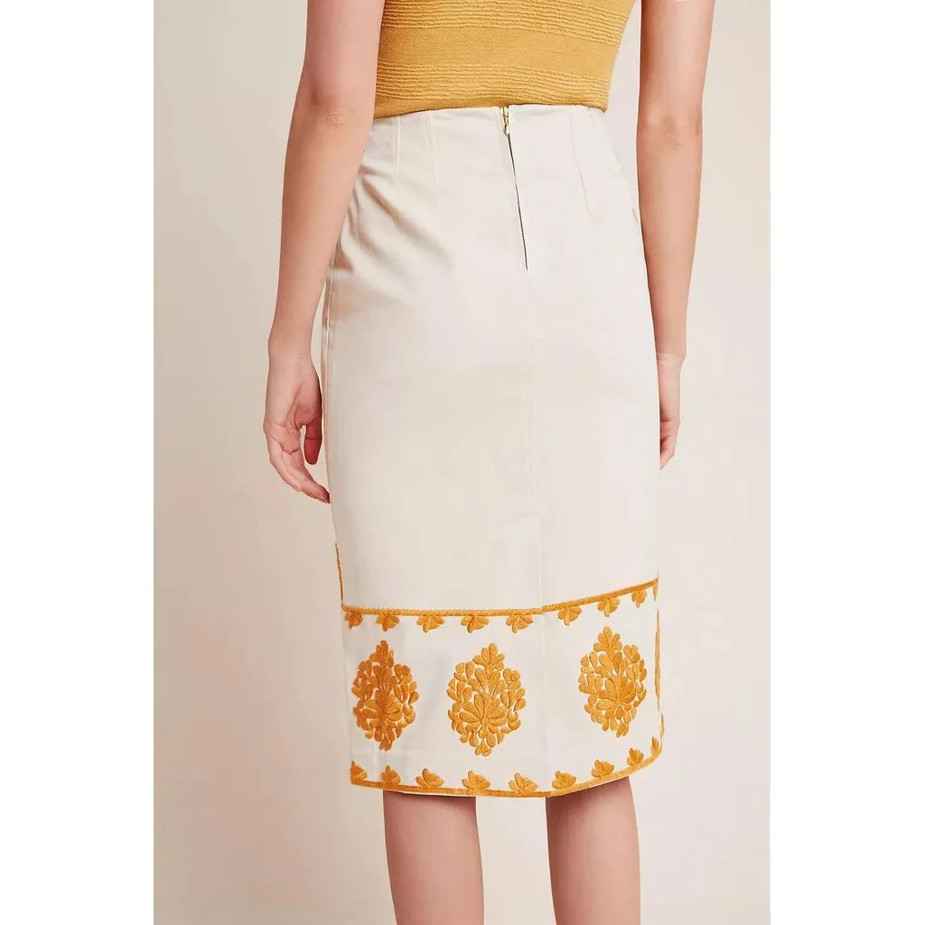 Anthropologie Verona Embroidered Pencil Skirt - Size 2